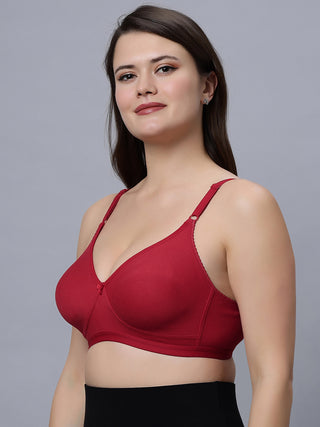 Full coverage Non Padded Bra White Red color (Pack of 2)