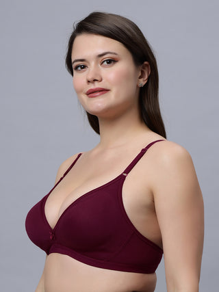 Half Coverage Non-Padded Pink Wine Color Regular Bra (Pack of 2)