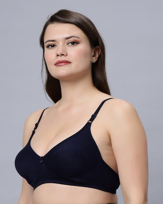 Medium coverage Non Padded Bra NavyBlue White color (Pack of 2)