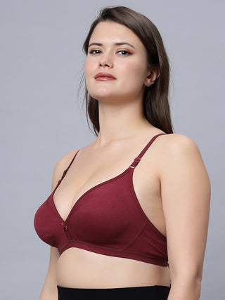 Half Coverage Non-Padded Maroon Wine Color Regular Bra (Pack of 2)