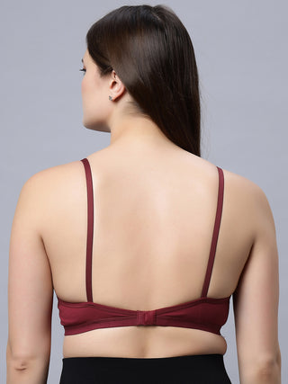 Half Coverage Non-Padded Maroon Color Regular Bra (Pack of 1)