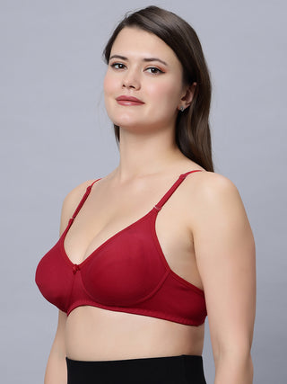 Non padded medium coverage Black and Red Color Everyday Bra (Pack of 2)