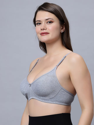 Medium coverage Non Padded Bra Grey Pink color (Pack of 2)