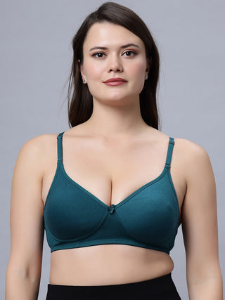 Medium Coverage Padded Blue and Carrot Color Tshirt Bra (Pack of 2)