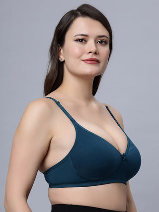 Medium Coverage Padded Blue and Carrot Color Tshirt Bra (Pack of 2)