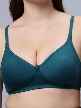 Medium Coverage Padded Tshirt Blue and Mouse Color Bra (Pack of 2)