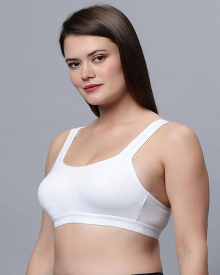 Non-Padded Full Coverage Sports Bra White Skin Color (Pack of 2)