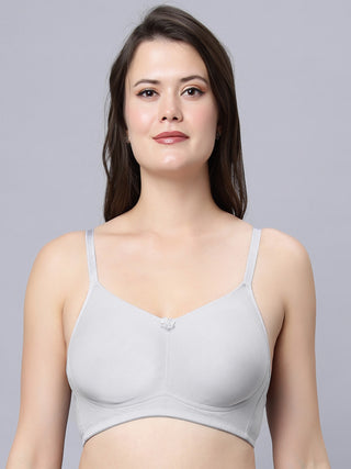 Full Coverage Non-Padded Bra Grey and pink Bra (Pack of 2)