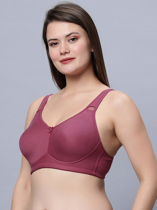 Full coverage non padded T-shirt  Black and Onion Color Bra (Pack of 2)