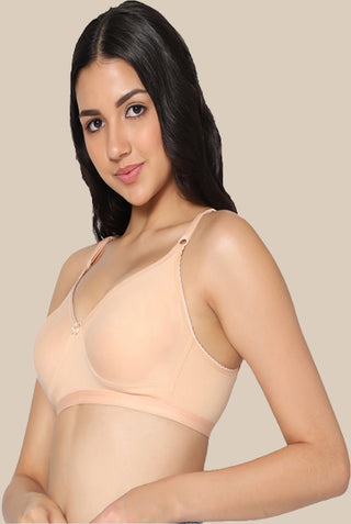 Full coverage Non Padded Bra Maroon Skin color (Pack of 2)