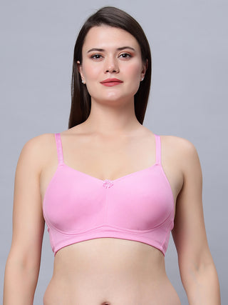 Full Coverage Non-Padded Bra Pink and Skin Color Bra (Pack of 2)