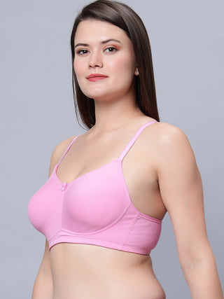 Full Coverage Non-Padded Bra Pink and Skin Color Bra (Pack of 2)