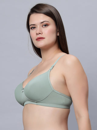 Medium Coverage T-shirt Padded Olive and Skin Color Bra (Pack of 2)