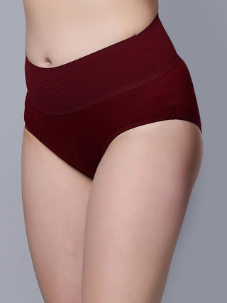 High Rise Full Coverage Tummy Tucker Hipster Panty (Pack of 3)Maroon color