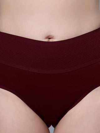 High Rise Full Coverage Tummy Tucker Hipster Panty (Pack of 3)Maroon color