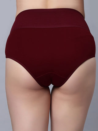 High Rise Full Coverage Tummy Tucker Hipster Panty (Pack of 3)Maroon color