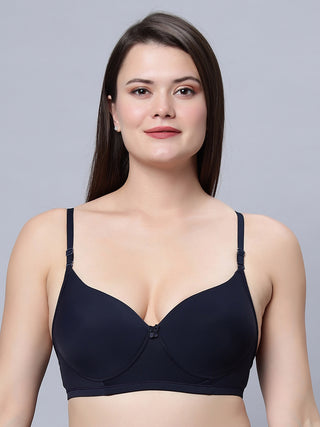 Medium Coverage T-shirt Padded Black and Navy blue Color Bra (Pack of 2)