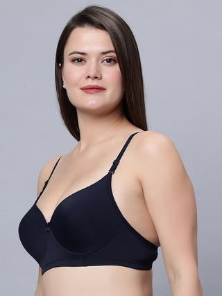 Medium Coverage T-shirt Padded Navy Blue Color Bra (Pack of 1)