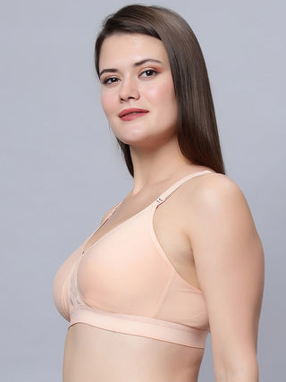 Full Coverage Non Padded Skin and White color T shirt bra (Pack of 2)