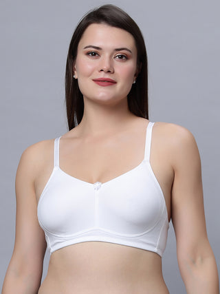 Medium coverage Non Padded Bra Skin White color (Pack of 2)