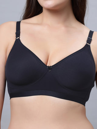 Full coverage Non Padded Bra White Navy blue color (Pack of 2)