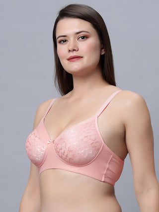 Medium Coverage Padded Lace Grey and Peach color Bra (Pack of 2)