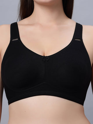 Full coverage non padded T-shirt  Black and Mouse Color Bra (Pack of 2)