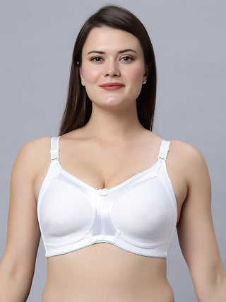 Non Padded Full Coverage T-Shirt White and Black Color Bra (Pack of 2)