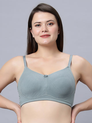 Full Coverage Non-Padded Bra Grey and olive Color Bra (Pack of 2)