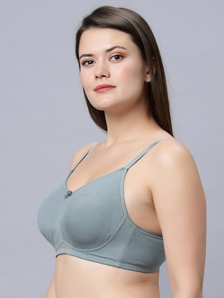 Full Coverage Non-Padded Bra Olive and Skin Color Bra (Pack of 2)