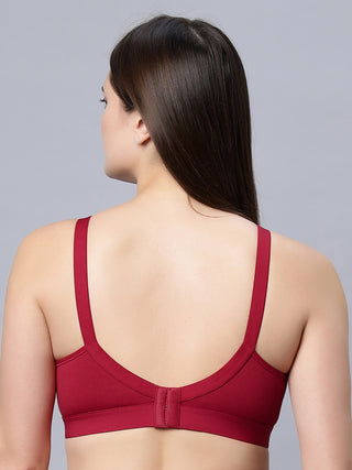 Full Coverage Non Padded Red and White color T shirt bra (Pack of 2)