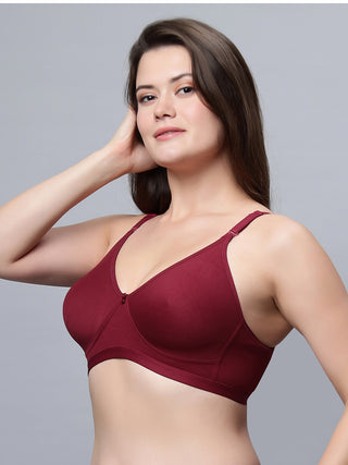 Full coverage Non Padded Bra Red Maroon color (Pack of 2)