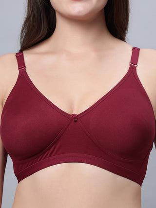 Full coverage Non Padded Bra White Maroon color (Pack of 2)