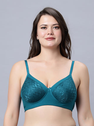 Medium Coverage Padded Lace Grey and Blue color Bra (Pack of 2)