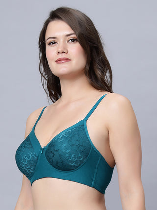 Medium Coverage Padded Lace Grey and Blue color Bra (Pack of 2)