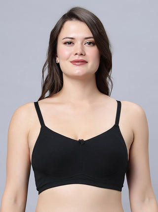 Full Coverage Non-Padded Bra Black and White color Bra (Pack of 2)