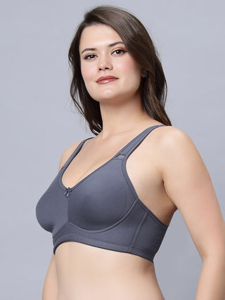 Full coverage non padded T-shirt  White and Grey Color Bra (Pack of 2)