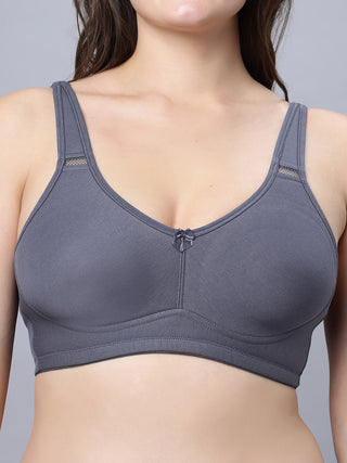 Non padded full coverage White and Grey Color Bra (Pack of 2)