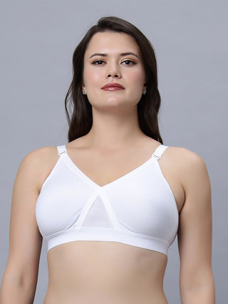 Full Coverage Non Padded Black and White color T shirt bra (Pack of 2)