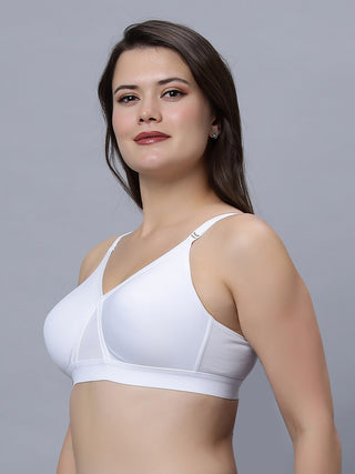 Full Coverage Non Padded Black and White color T shirt bra (Pack of 2)