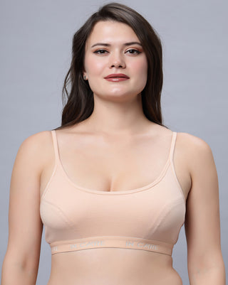 Full Coverage Non-Padded Sports bra White Skin color(Pack of 2)