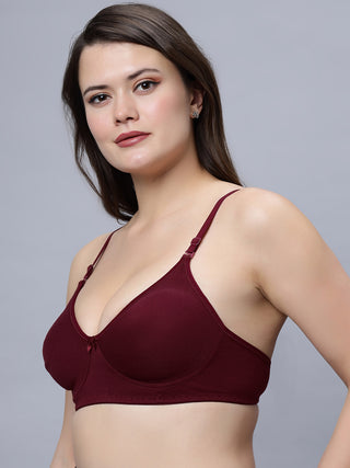 Non padded medium coverage Black and Maroon Color Everyday Bra (Pack of 2)