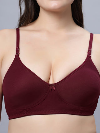 Non padded medium coverage Black and Maroon Color Everyday Bra (Pack of 2)