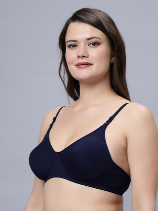 Non padded medium coverage White and Navy blue Color Everyday Bra (Pack of 2)