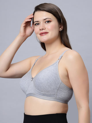 Full Coverage Non-Padded T-Shirt Bra White Grey color  (Pack of 2)