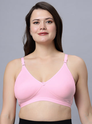 Full Coverage Non-Padded T-Shirt Bra Pink Black color  (Pack of 2)