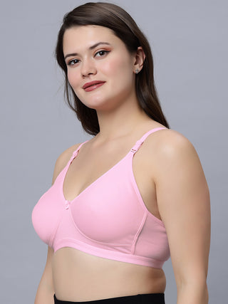 Full Coverage Non-Padded T-Shirt Bra Pink Black color  (Pack of 2)