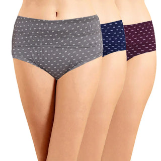 Belly Control With Broad Elastic Panties (Pack of 3) - Printed Assorted Colors (Pack of 3) - Incare