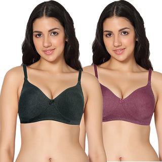 Ela Non-Padded Full Coverage T-Shirt Bra (Pack of 2) - Incare