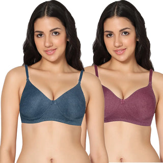 Ela Non-Padded Full Coverage T-Shirt Bra (Pack of 2) - Incare